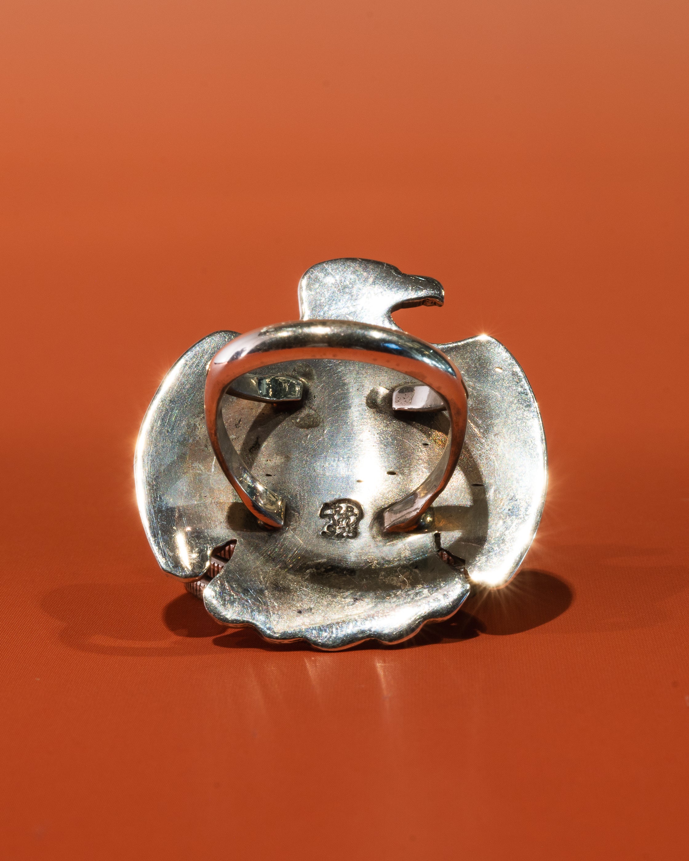 Large Thunderbird Navajo Turquoise Ring Size 6