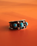 Paul Largo 3-Stone Turquoise Silver Cluster Ring  - Size 10