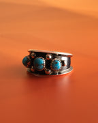 Paul Largo 3-Stone Turquoise Silver Cluster Ring  - Size 10