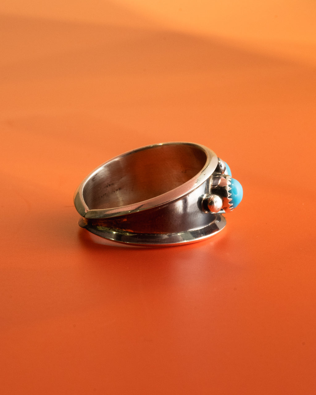 Paul Largo 3-Stone Turquoise Silver Cluster Ring  - Size 10